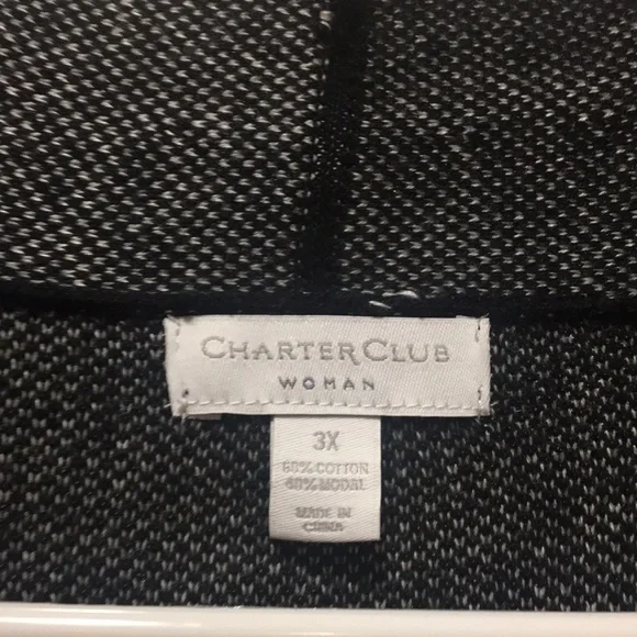 NWT Charter Club size 3X women’s Black White Ombre Cardigan sweater long sleeves - Picture 6 of 9